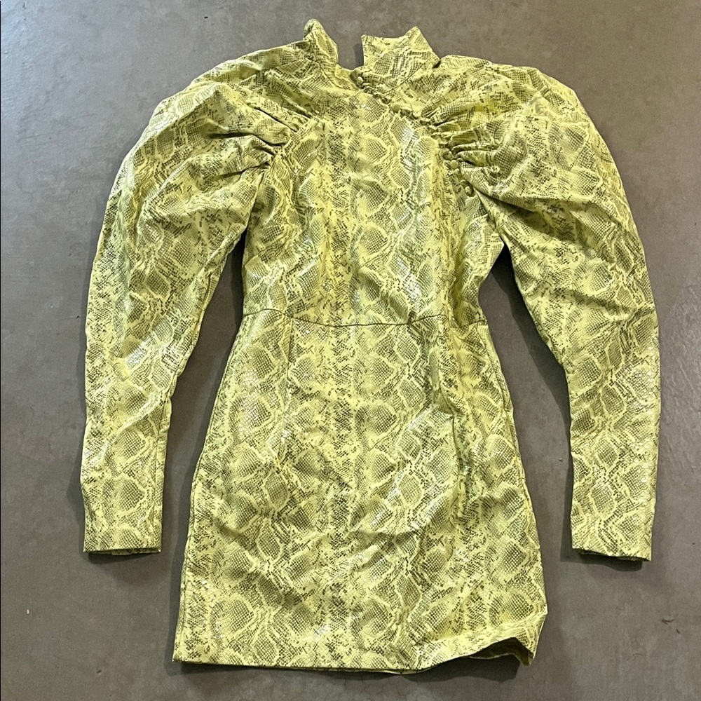 Yellow Snake Print Dress w/ back zipper